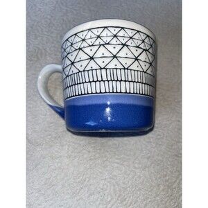 B Harbor Collection 18 oz Blue  Cross Hatch Mug Coffee Dual Glaze NEW